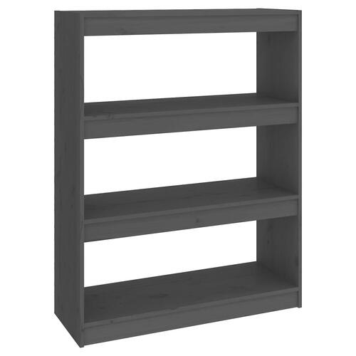 Bogreol/rumdeler 80x30x103,5 cm massivt fyrretræ grå
