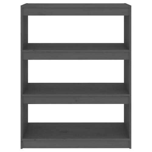 Bogreol/rumdeler 80x30x103,5 cm massivt fyrretræ grå