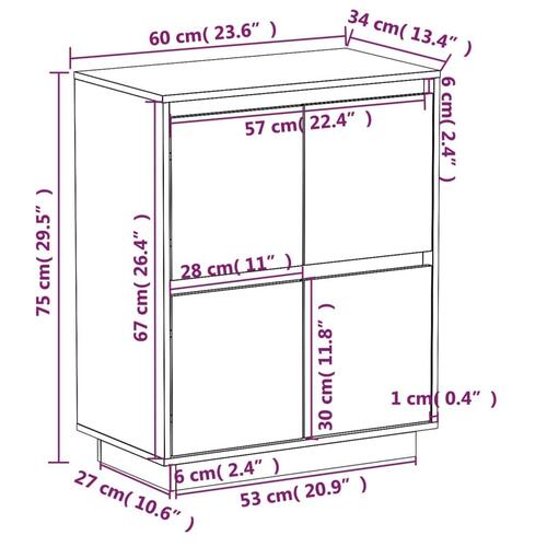 Skænk 60x34x75 cm massivt fyrretræ gyldenbrun