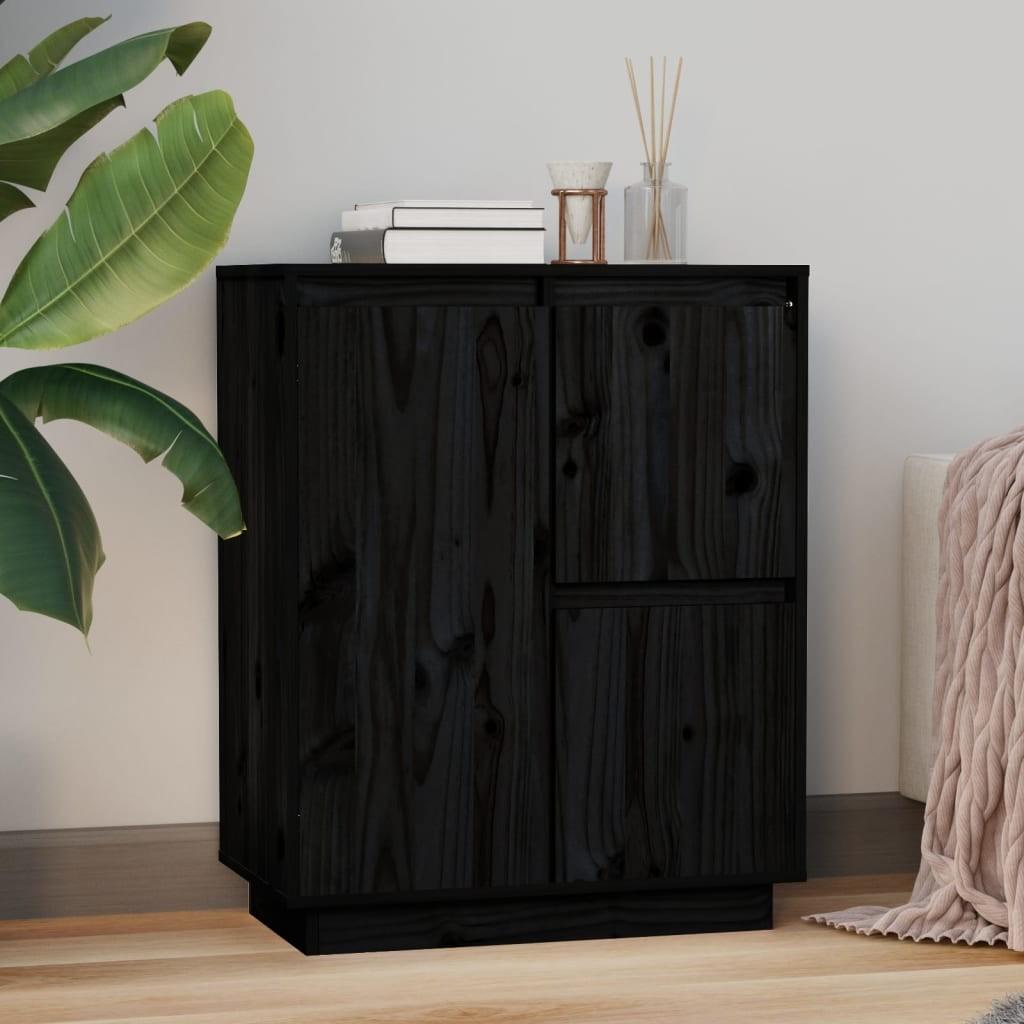 Skænk 60x34x75 cm massivt fyrretræ sort