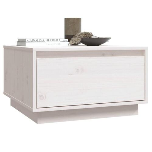 Sofabord 55x56x32 cm massivt fyrretræ hvid