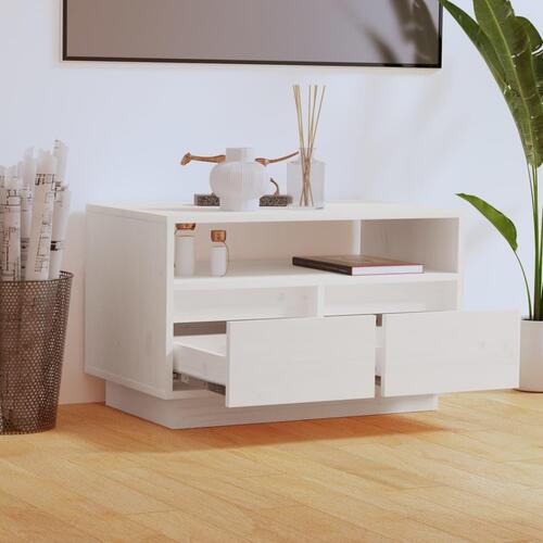 Tv-bord 60x35x37 cm massivt fyrretræ hvid