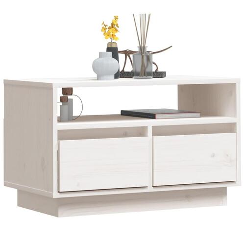 Tv-bord 60x35x37 cm massivt fyrretræ hvid