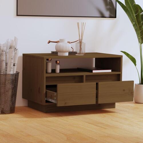 Tv-bord 60x35x37 cm massivt fyrretræ gyldenbrun