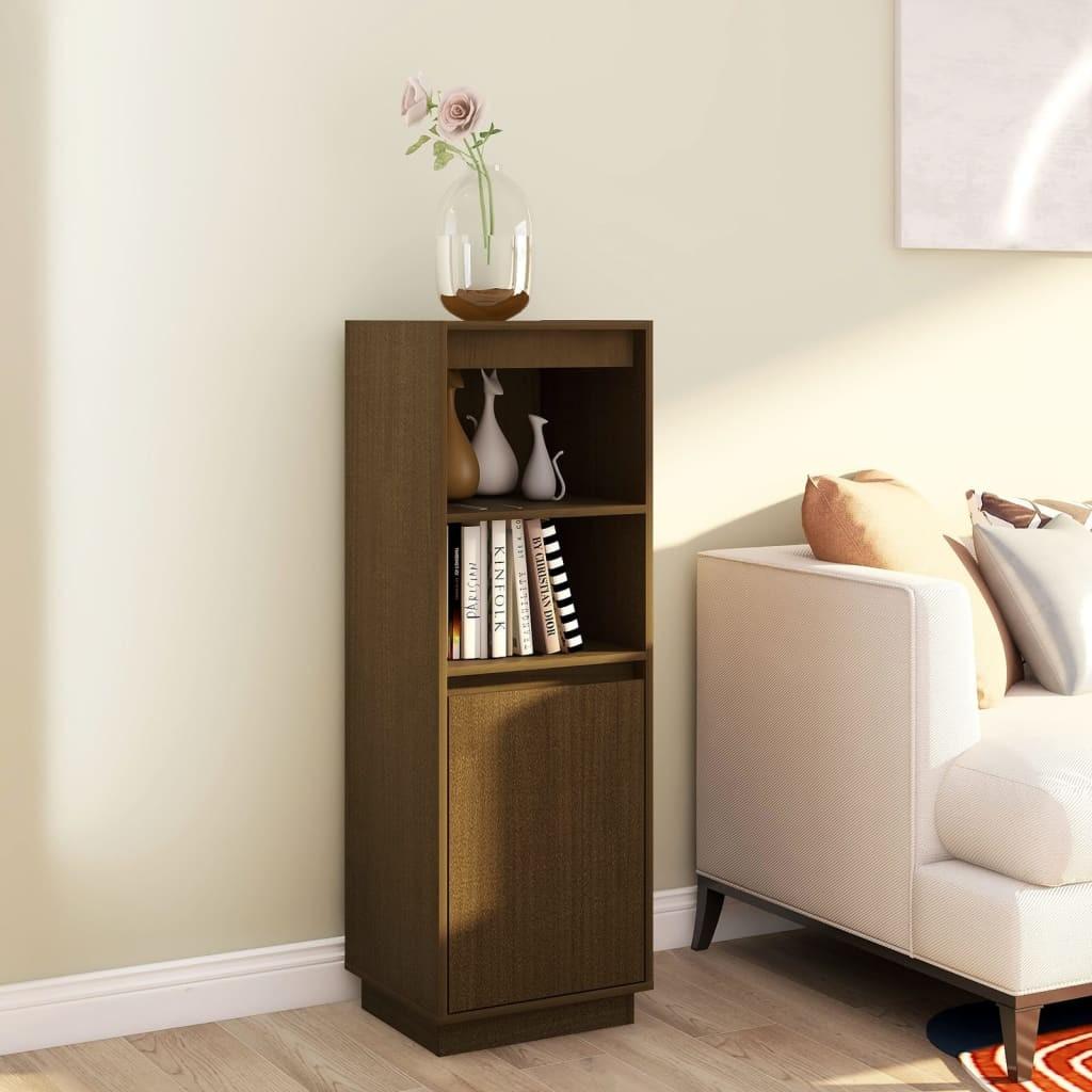 Skænk 37x34x110 cm massivt fyrretræ gyldenbrun