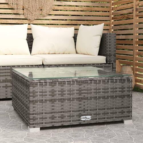 Sofabord til haven 60x60x30 cm polyrattan og glas grå