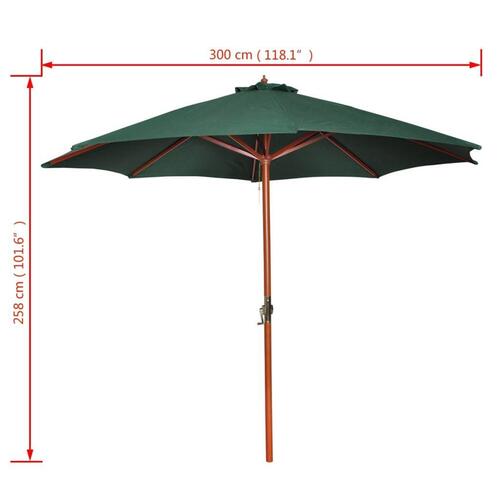 Parasol 258 cm grøn