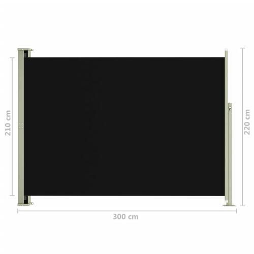 Sammenrullelig sidemarkise til terrassen 220x300 cm sort