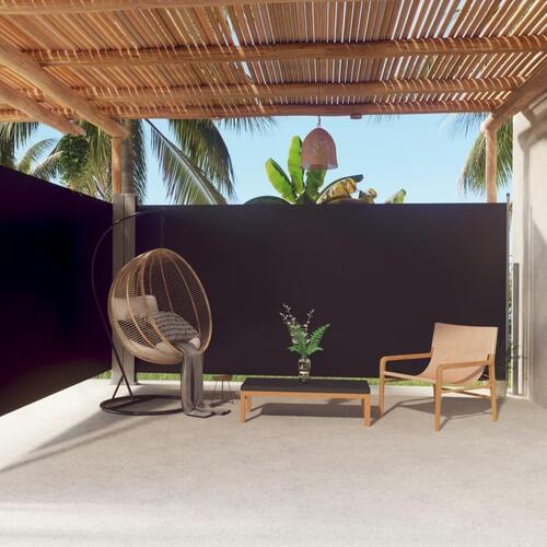 Sammenrullelig sidemarkise 180x600 cm sort