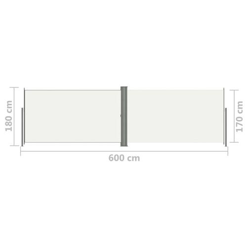 Sammenrullelig sidemarkise 180x600 cm cremefarvet