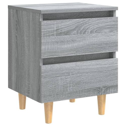 Sengeborde 2 stk. med massive træben 40x35x50 cm grå sonoma-eg
