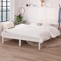 Sengestel 135x190 cm Double massivt fyrretræ hvid