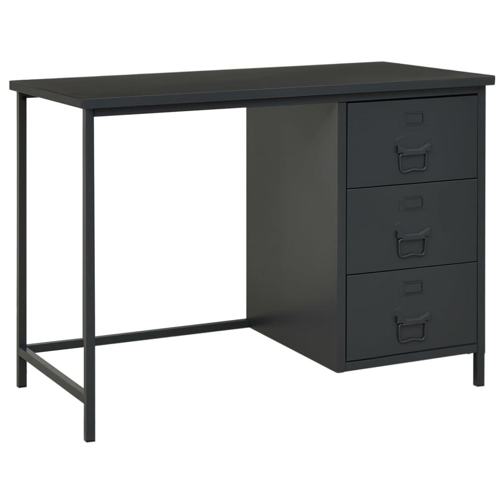 Industrielt skrivebord med skuffer 105x52x75cm stål antracitgrå