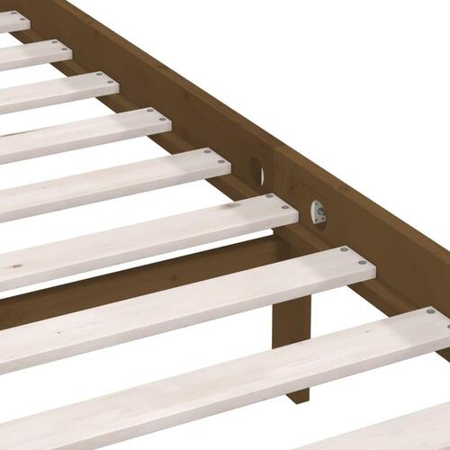 Sengeramme 135x190 cm Double massivt fyrretræ gyldenbrun