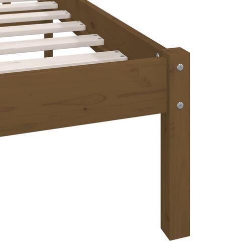 Sengeramme 135x190 cm Double massivt fyrretræ gyldenbrun