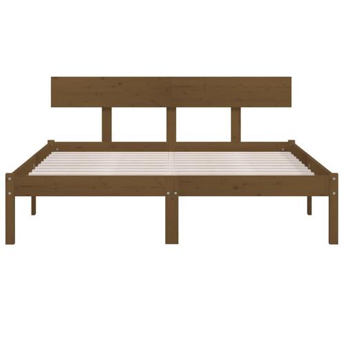 Sengeramme 140x190 cm massivt fyrretræ gyldenbrun