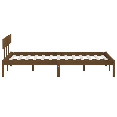 Sengeramme 140x190 cm massivt fyrretræ gyldenbrun