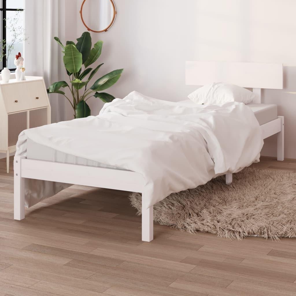 Sengeramme 100x200 cm massivt fyrretræ hvid