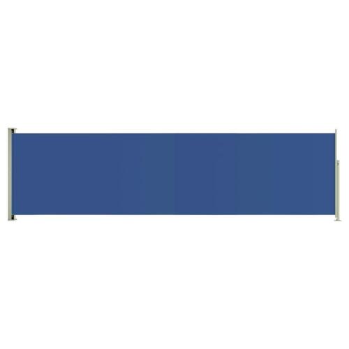 Sammenrullelig sidemarkise til terrassen 140 x 500 cm blå