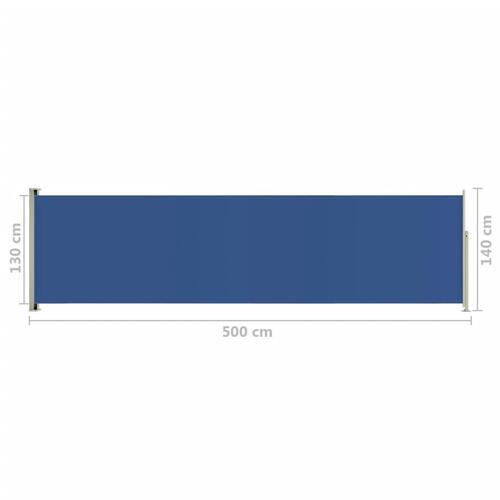 Sammenrullelig sidemarkise til terrassen 140 x 500 cm blå