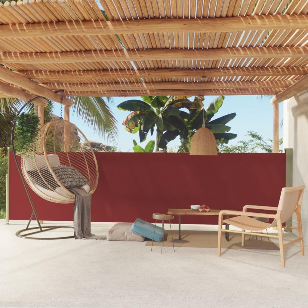 Sammenrullelig sidemarkise til terrassen 140 x 500 cm rød