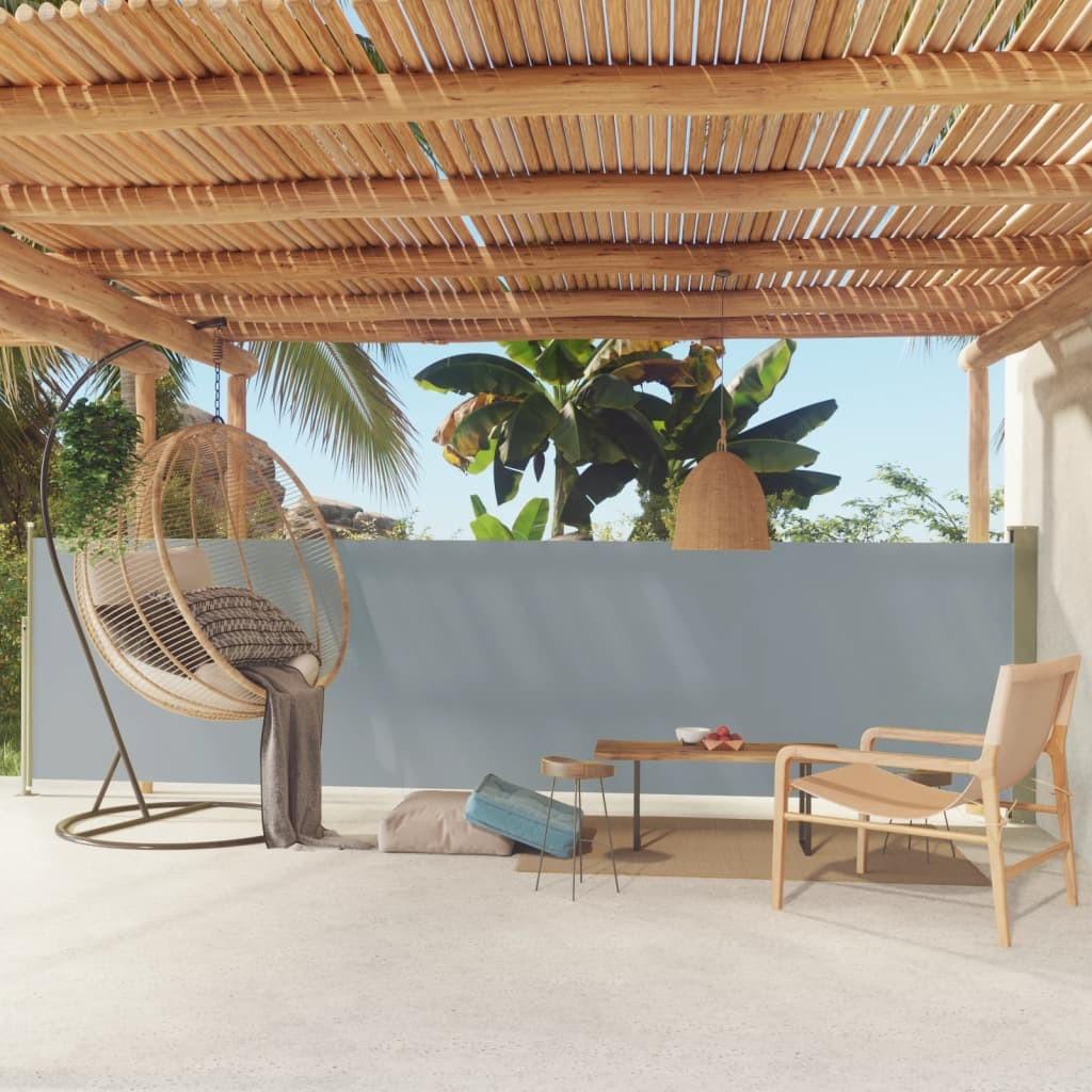 Sammenrullelig sidemarkise til terrassen 140 x 500 cm grå