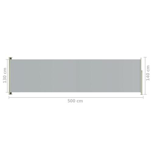 Sammenrullelig sidemarkise til terrassen 140 x 500 cm grå