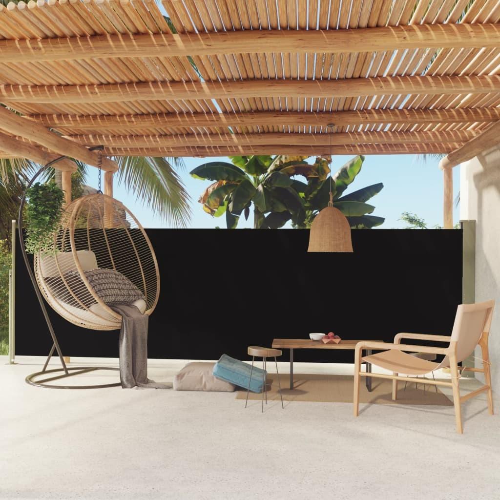 Sammenrullelig sidemarkise til terrassen 160x500 cm sort