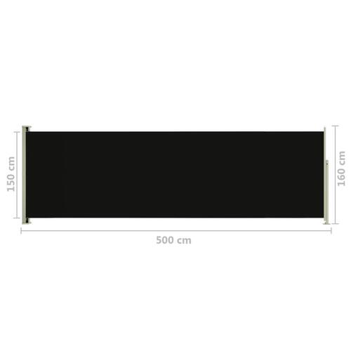 Sammenrullelig sidemarkise til terrassen 160x500 cm sort