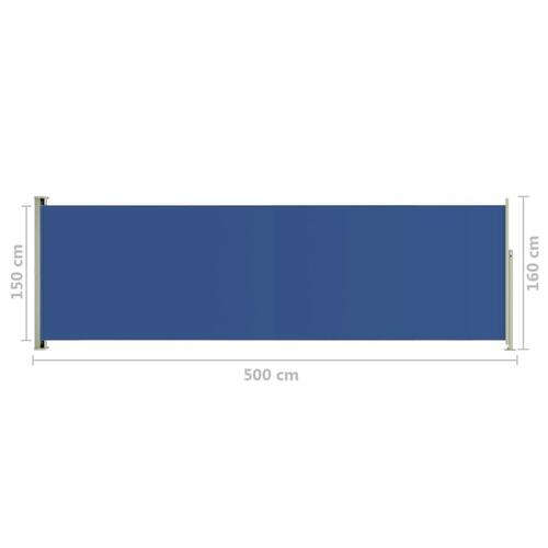 Sammenrullelig sidemarkise til terrassen 160x500 cm blå