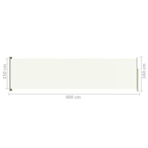 Sammenrullelig sidemarkise til terrassen 160x600 cm cremefarvet