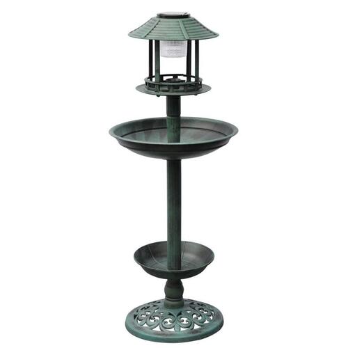 Fuglebad/ foderbræt med solcellelampe