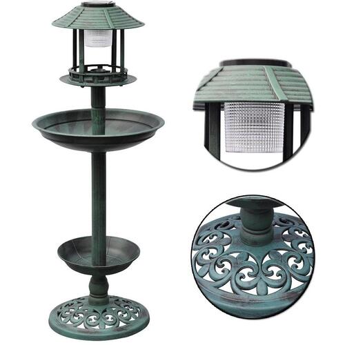 Fuglebad/ foderbræt med solcellelampe