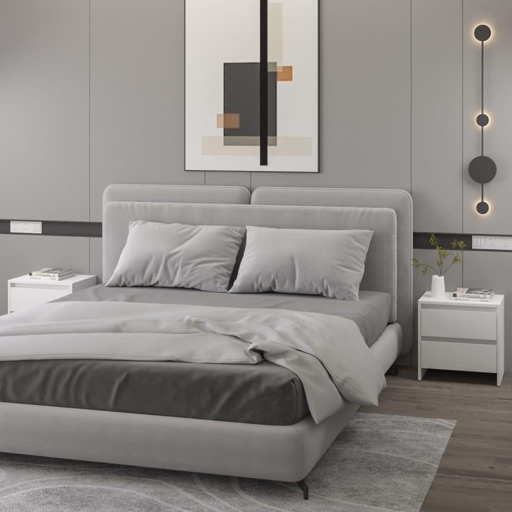 Sengeborde 2 stk. 45x34,5x44,5 konstrueret træ hvid