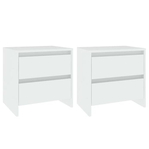 Sengeborde 2 stk. 45x34,5x44,5 konstrueret træ hvid