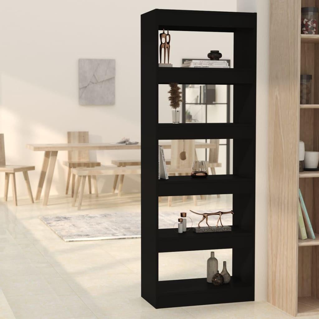 Bogreol/rumdeler 60x30x166 cm konstrueret træ sort