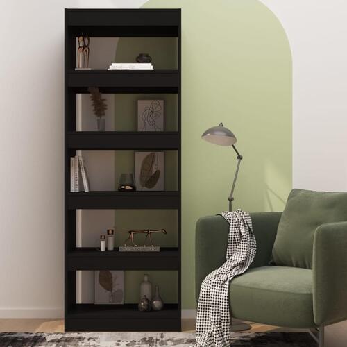 Bogreol/rumdeler 60x30x166 cm konstrueret træ sort