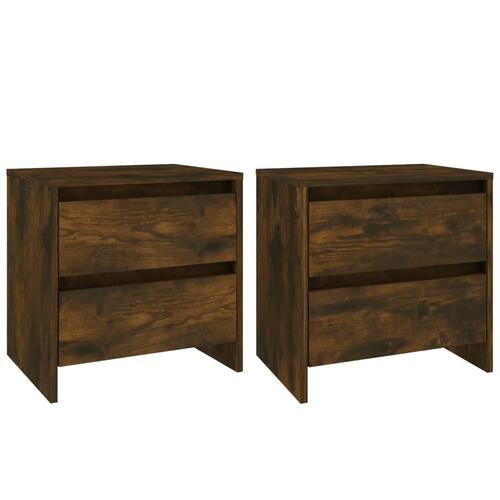 Sengeborde 2 stk. 45x34,5x44,5 cm spånplade røget egetræsfarve