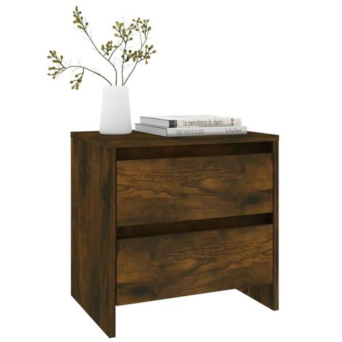 Sengeborde 2 stk. 45x34,5x44,5 cm spånplade røget egetræsfarve