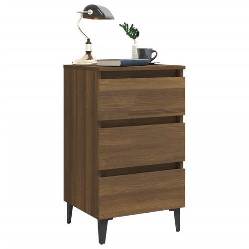 Sengeborde 2 stk. med metalben 40x35x69 cm brun egetræsfarve