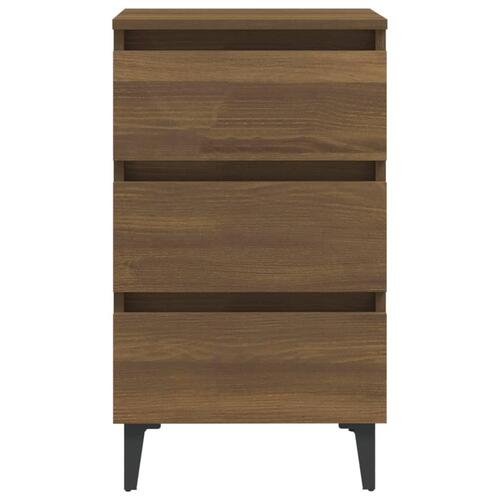 Sengeborde 2 stk. med metalben 40x35x69 cm brun egetræsfarve