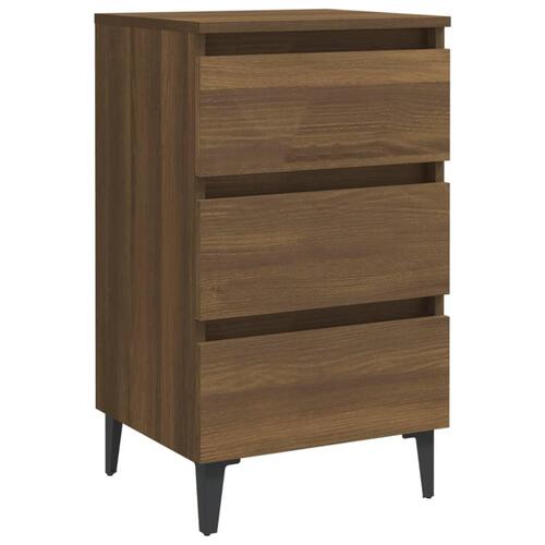 Sengeborde 2 stk. med metalben 40x35x69 cm brun egetræsfarve