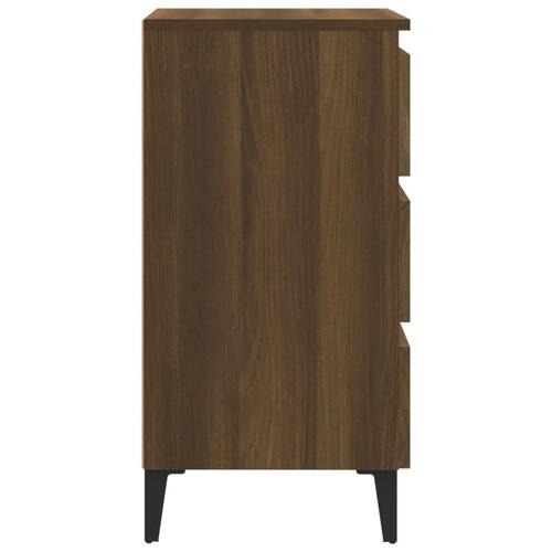 Sengeborde 2 stk. med metalben 40x35x69 cm brun egetræsfarve