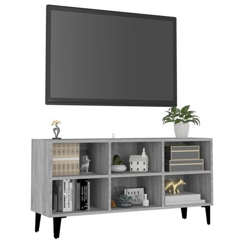 Tv-bord med metalben 103,5x30x50 cm grå sonoma-eg
