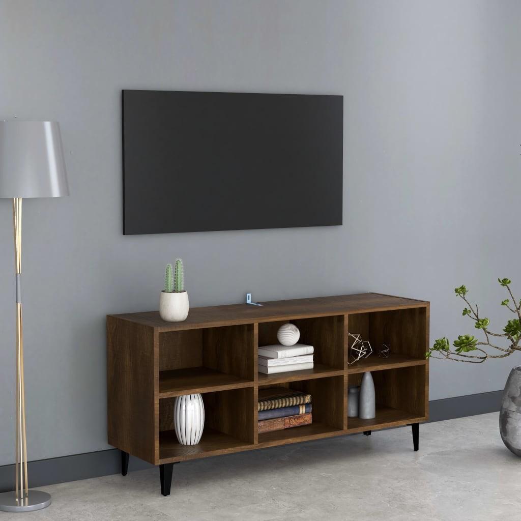 Tv-skab m. metalben 103,5x30x50 cm brun eg