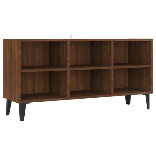 Tv-bord med metalben 103,5x30x50 cm brun eg