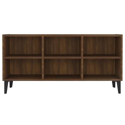 Tv-bord med metalben 103,5x30x50 cm brun eg