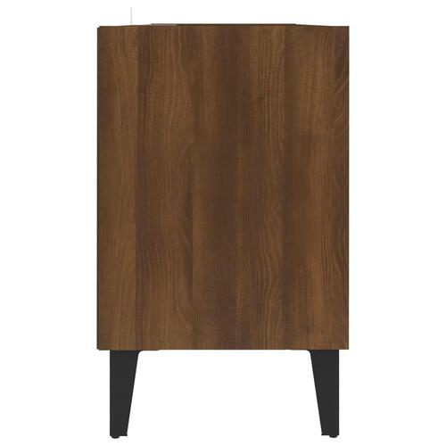 Tv-bord med metalben 103,5x30x50 cm brun eg