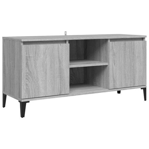 Tv-bord med metalben 103,5x35x50 cm grå sonoma-eg