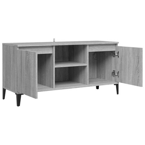Tv-bord med metalben 103,5x35x50 cm grå sonoma-eg